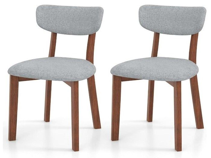 chaises de salle à manger lot de 2 - relax4life - dossier courbé - coussin d'assise rembourré - cadre en bois de caoutchouc - gris