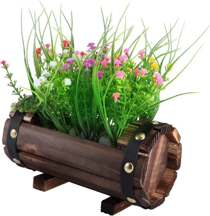 Pot De Fleurs En Bois Massif Jardinière Artificielle Flotté Rétro