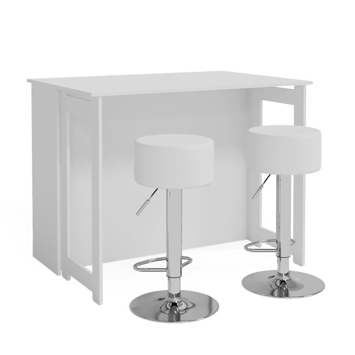 Set de table de bar Dominic 116x37cm avec 2 tabourets de bar Blanc Vicco 41544 Set de table de bar Dominic 116x37cm avec 2 tabourets de bar Blanc Vicco 41544