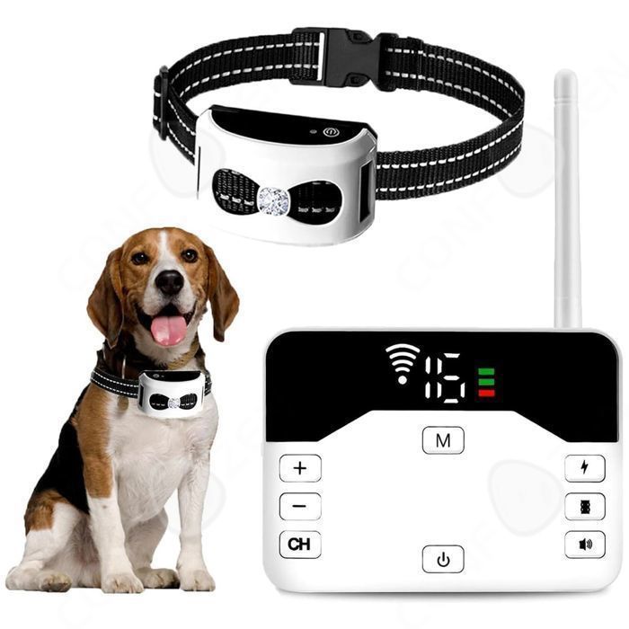 Meilleurs prix pour C Système à distance de clôture pour chien sans fil 1 émetteur 1 récepteur portée contrôlable de 500 m dispositif anti-aboiement