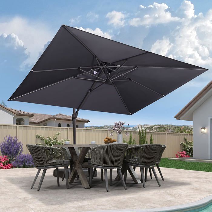 Parasol cantilever rectangulaire à double toit Purple Leaf 2.7 × 3.65 m