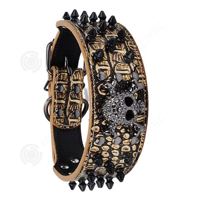 Meilleurs prix pour INN Collier pour chien crâne avec rivets réglable laisse de chien convient aux chiens moyens et grands collier pour animal