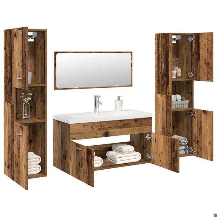 vidaXL Ensemble de meubles salle de bain 5 pcs bois dingénierie armoire de salle de bain armoire de rangement de 3328919