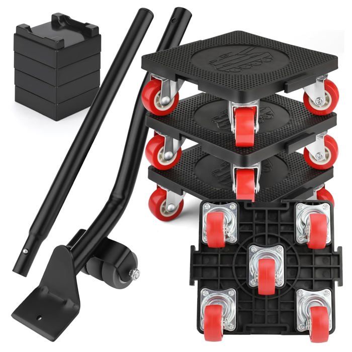 Lot de 4 leviers de Meubles pour Meubles Lourds avec 5 Roues rotatives à 360 °, Charge maximale Lot de 4 leviers de Meubles pour Meubles Lourds avec 5 Roues rotatives à 360 °, Charge maximale