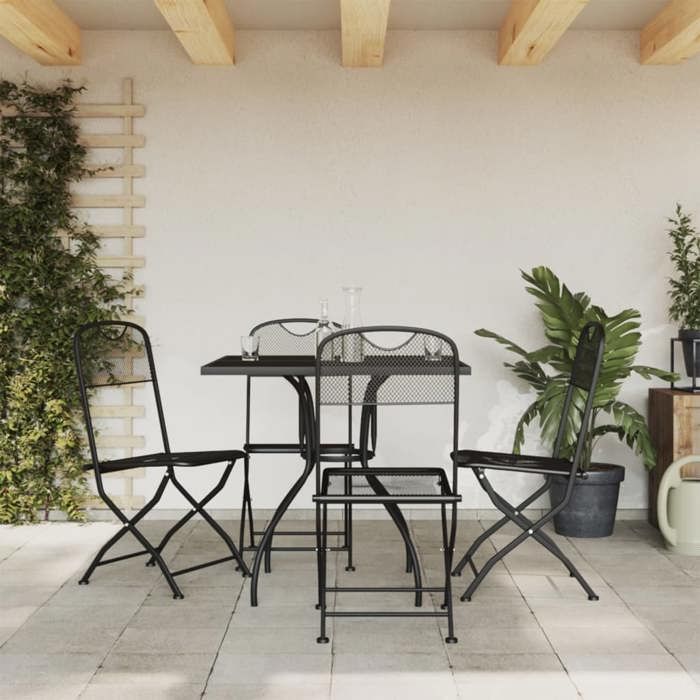 Salon de Jardin-Ensemble à manger de jardin 5 pcs anthracite métal maille - Table + 4 Chaises de jardin(632618)DLEB