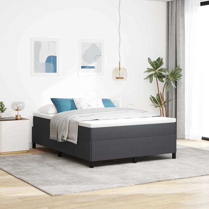 vidaXL Lit à lattes Gris foncé 140 x 200 cm Tissu en velours côtelé 42006973
