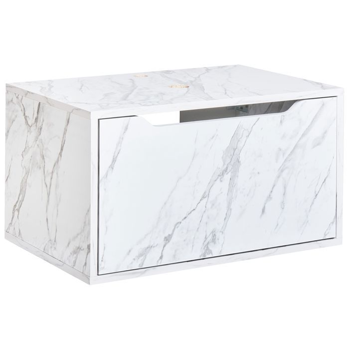 Meuble lavabo mural PETROLINA 60 cm Marbre blanc