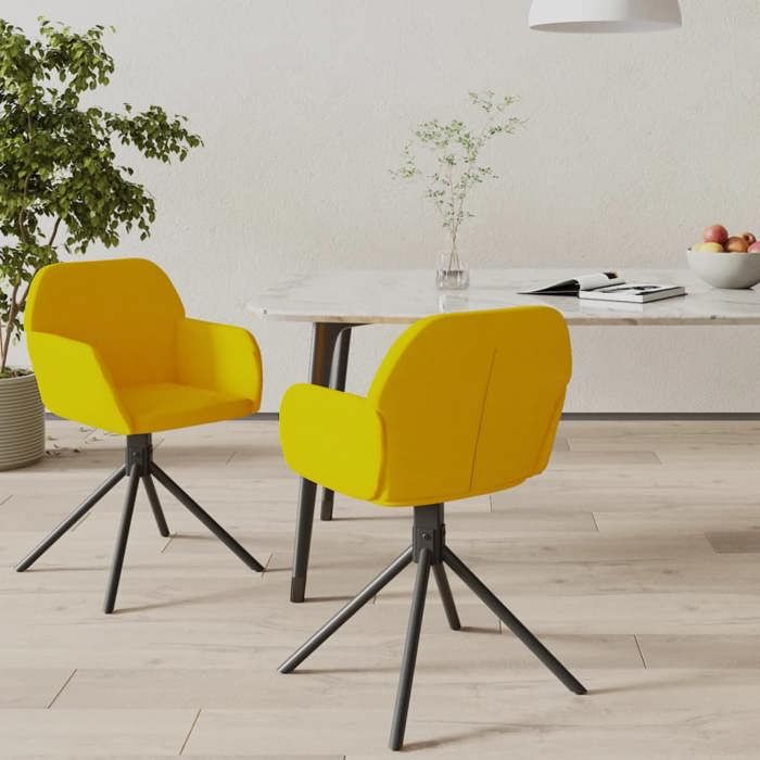 Mode Chaises pivotantes à manger JILL (Set de 2) Jaune Velours LV1520
