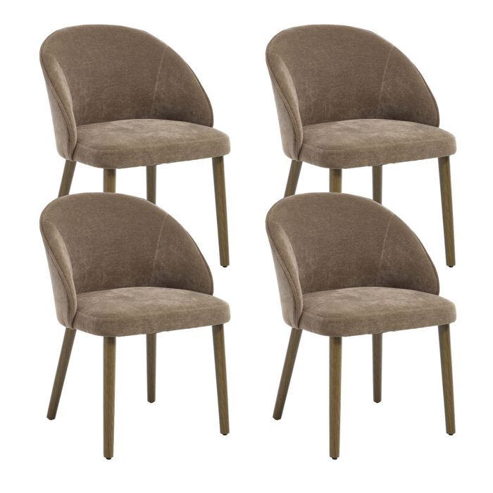 Ya-Home Chaise de Salle à Manger Lot de 4 Chaise Salle à Manger avec Pieds en Bois Chaise de Salon pour Cuisine Chenille Marron