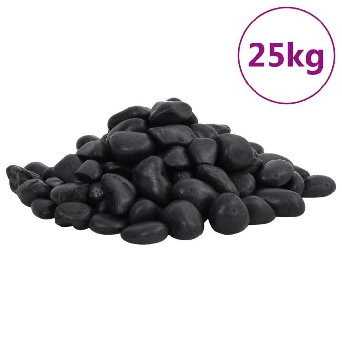 Galets polis - vidaXL - Noir - 25 kg - 2-5 cm