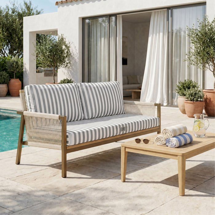 Ensemble Coussins Salon Jardin 120x60 Rayure Gris Clair - Premium 270g (1 Assise + 2 Dossiers) Ensemble Coussins Salon Jardin 120x60 Rayure Gris Clair - Premium 270g (1 Assise + 2 Dossiers)