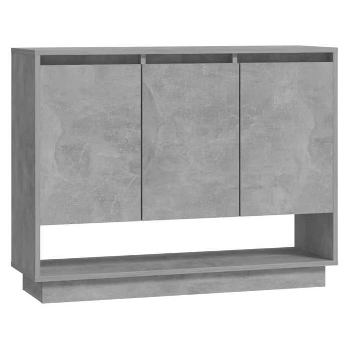 Buffet bas contemporain - vidaxl - Gris béton - 97x31x75 cm - Bois dingénierie - 3 portes - Compartiment ouvert