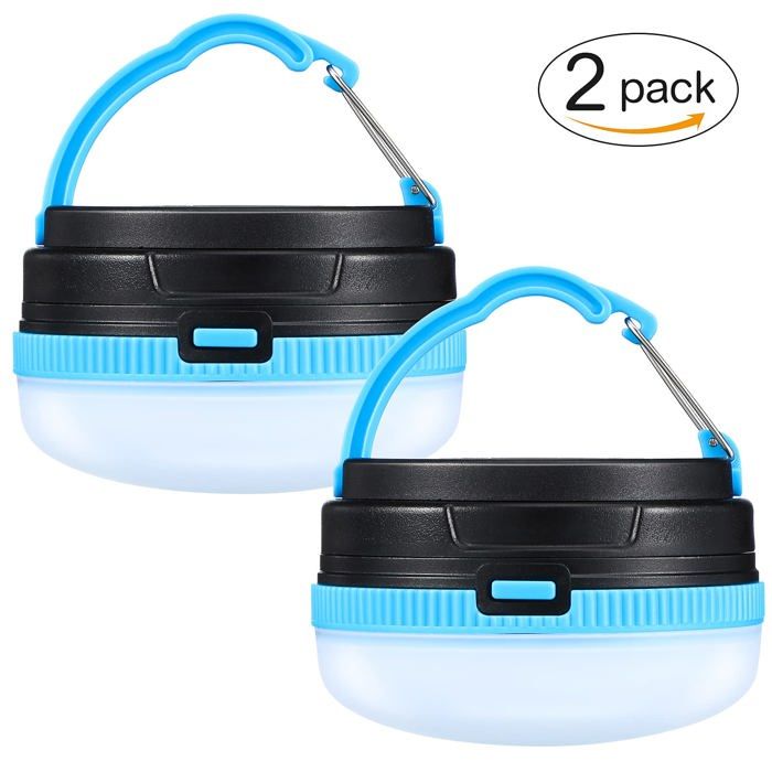 Lanterne de camping 2 LED étanche lampe de camping à piles pour tente 3 modes déclairage