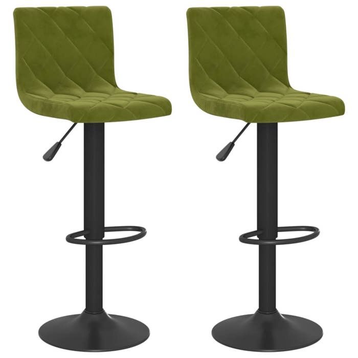 NEUF 2026 CHIC Chaises de bar SWEETY Tabourets HAUTE Set de 2 vert clair velours 40x43x(90-111) cm CCC1521