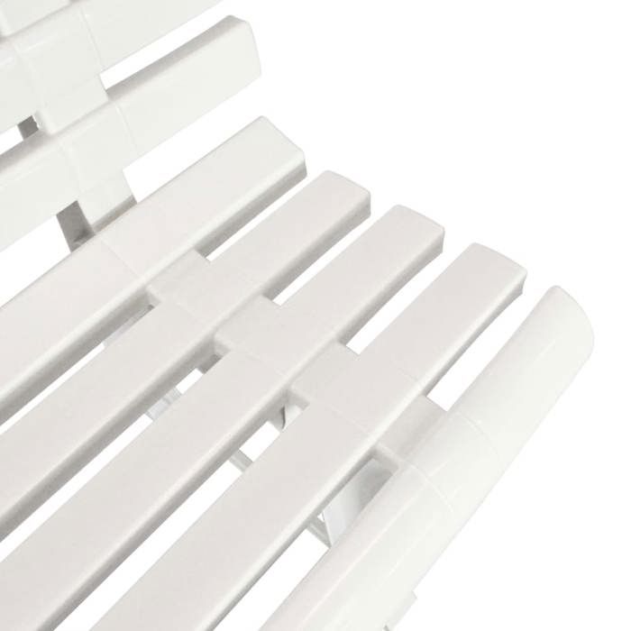 Banc de jardin en plastique - MEUBLECHIC - 1455x49x74 cm - Blanc - Résistant aux intempéries - Facile à nettoyer