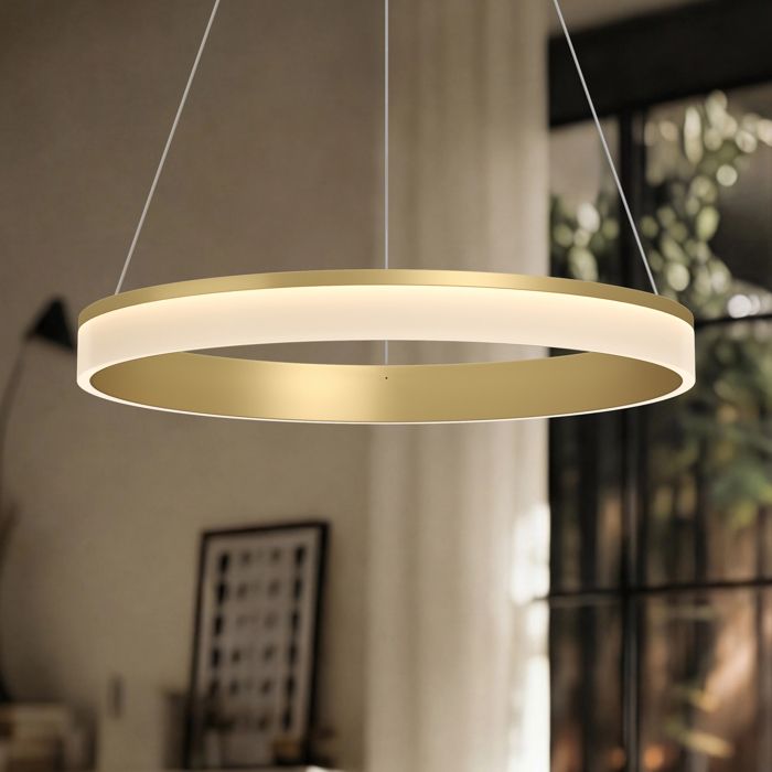 Mai & Mai Lustre avec Télécommande Infrarouge Réglage de la Lumière 3000K à 6000K Suspension Luminaire LED Luvina02 600mm Or