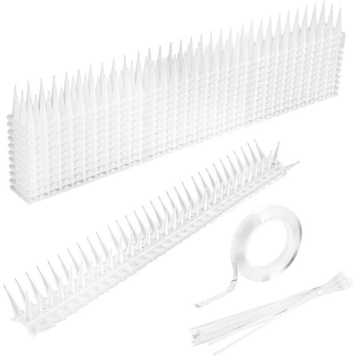 Pics anti oiseaux JZSH 5m pointes blanc protection balcon cour contre pigeons corbeaux