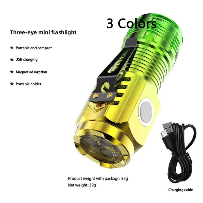 Lampe de poche Ultra puissante LED Mini lampe de poche USB Rechargeable haute puissance torche LED avec aimant lampe à main-Chamois