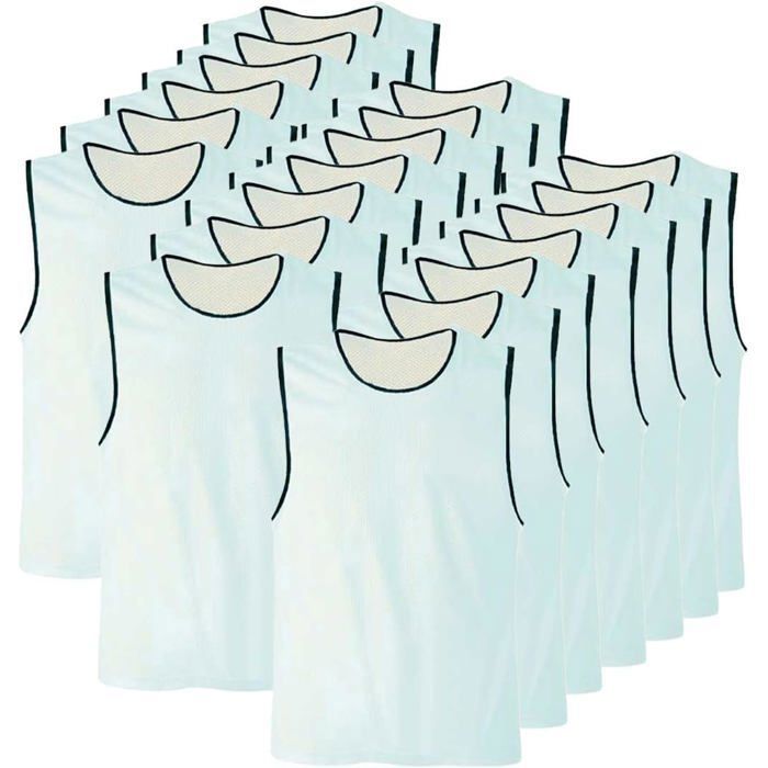 Lot de 20 Chasuble ajourée simple de taille XXlarge gilet dentrainement couleur BLANC Lot de 20 Chasuble ajourée simple de taille XXlarge gilet dentrainement couleur BLANC