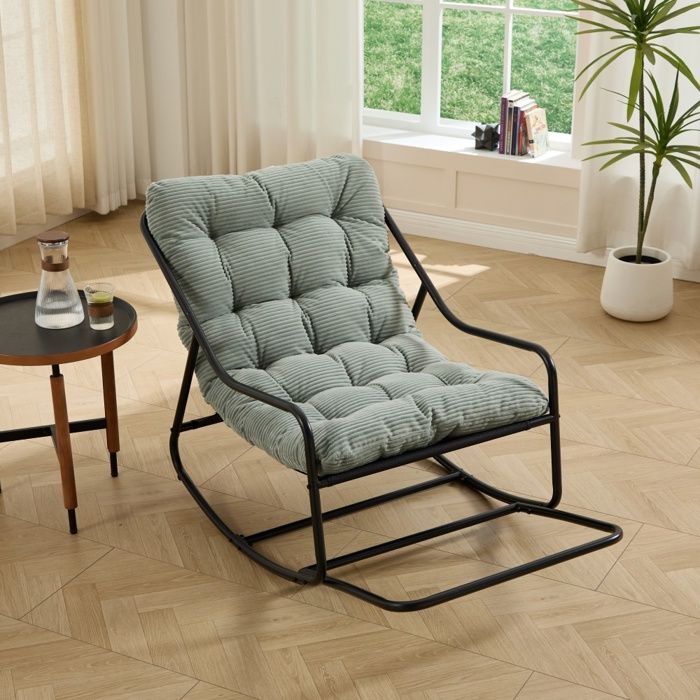 Fauteuil à bascule dextérieur - Moderne - Vert clair - Structure acier (revêtement poudre) - Coussin ultra-épais