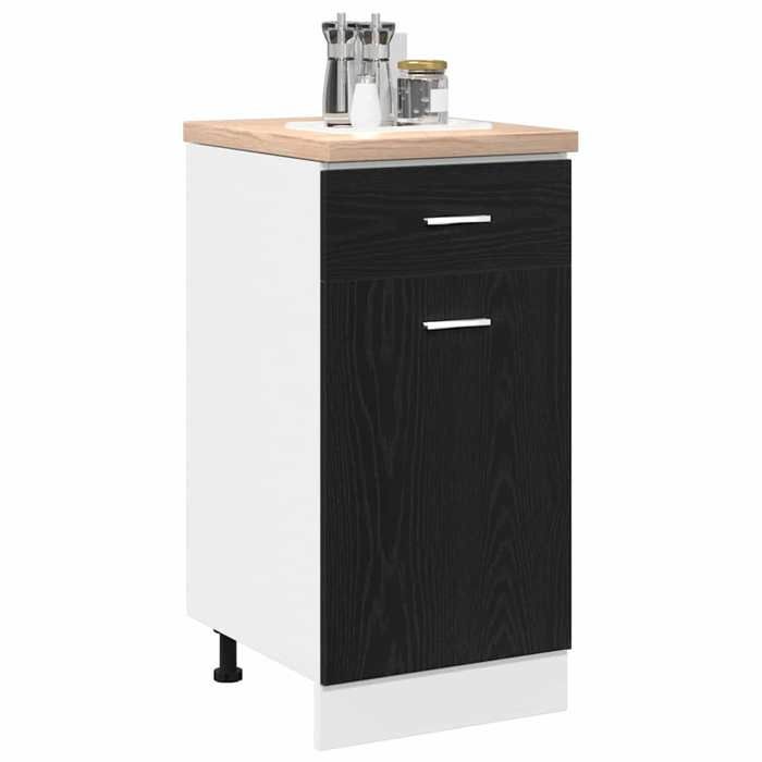 Vaisselier/Buffet de cuisine - Rustique Armoire suspendue avec tiroir Chêne noir 40x46x815 cm@861391