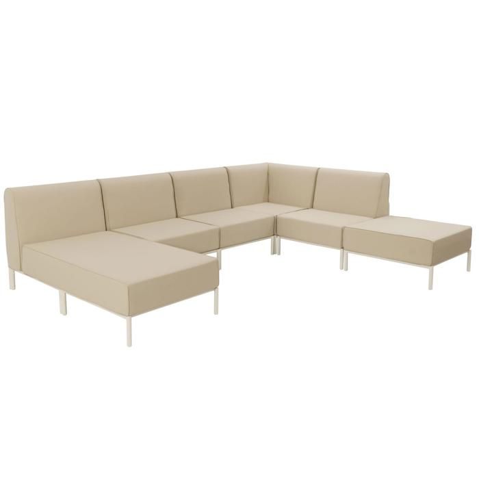 Salon de jardin bas modulable uni 6 places beige 360 x 180 cm Patio Oviala