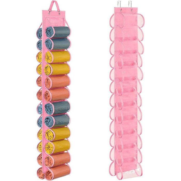 Organisateur suspendu avec 24 poches rose penderie pliable en tissu Oxford pour chemises jeans et chaussettes