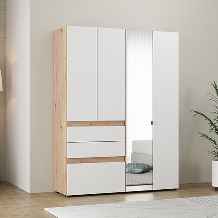 Grande Armoire Ushuaia Dmora en Bois Nobilité Blanc Mat 155x208h cm Grande Armoire Ushuaia Dmora en Bois Nobilité Blanc Mat 155x208h cm