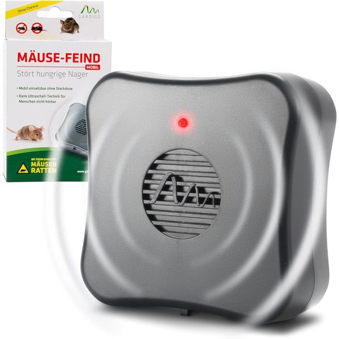 Répulsif Ultrason Anti-Souris et Rats Dispositif Mobile à Piles sans Produits Chimiques Portée 40m²Anti Rongeur Écologique pour Cave