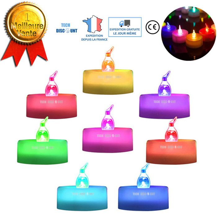 Lot de douze bougies électroniques réutilisable anniversaire led - Aueq - étanche submersible lampe waterproof lumières multi-coul