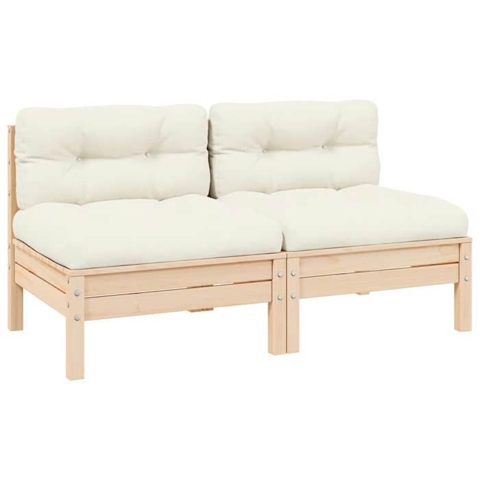 VIDAXL Canapé de jardin 2 places - Siège de jardin - et coussins crème Bois de pin solide 127x63.5x62.5 cm M11464