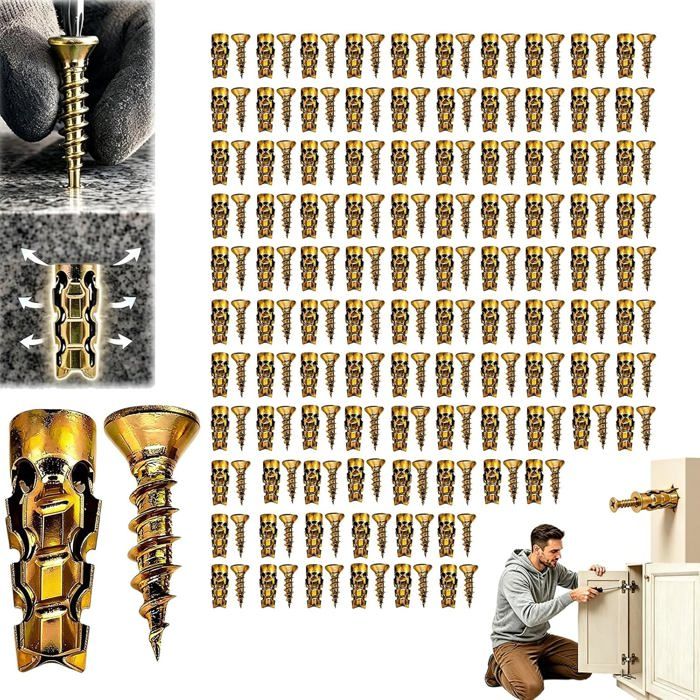 Jeu de vis dexpansion courtes 6 × 14 mm dancrage dexpansion réparation charnière for trous dénudés armoire(100sets) VIS