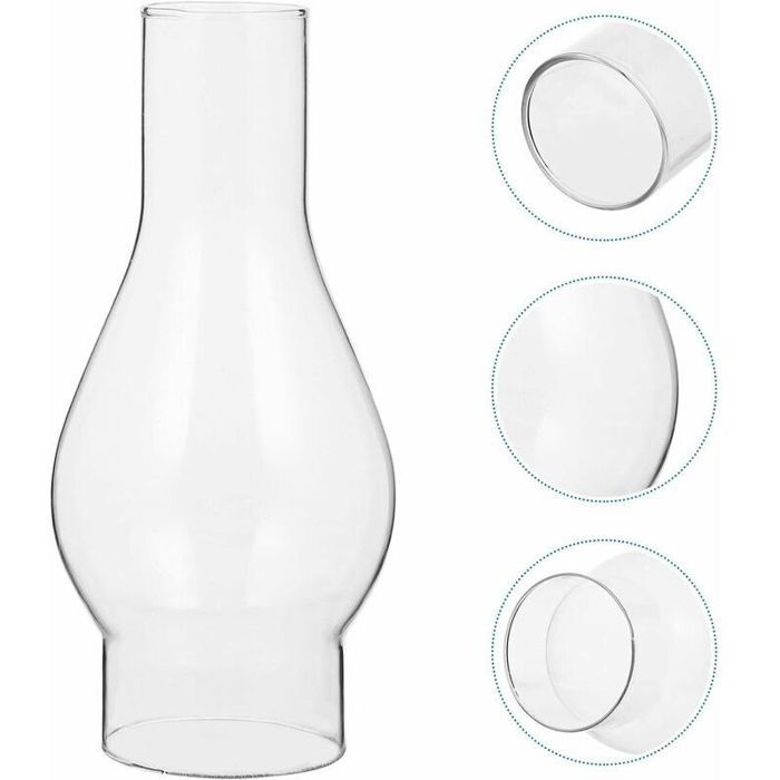 Abat-jour en verre résistant aux hautes températures pour lampe à huile – Compatible avec la plupart des modèles – Taille : petite