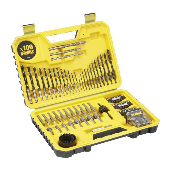 Coffret 100 Pièces Forets Et Embouts De Vissage Kit Universel Pour Perceuse Et Tournevis Avec Rangement