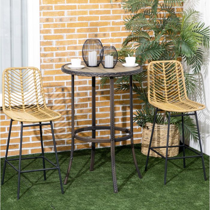 Tabourets De Bar Lot 2 Rotin PE Jaune Sièges Hauts Bohème FloraGrace Pour Cuisine Dossier Repose-Pieds 425x52x102cm