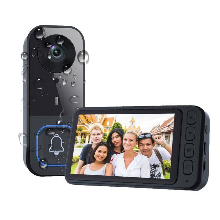 Sonnette Vidéo sans Fil - AIMIUVEI - Sonnette Vidéo Écran IPS 4.5 HD - Vision Nocturne - Audio Bidirectionnel
