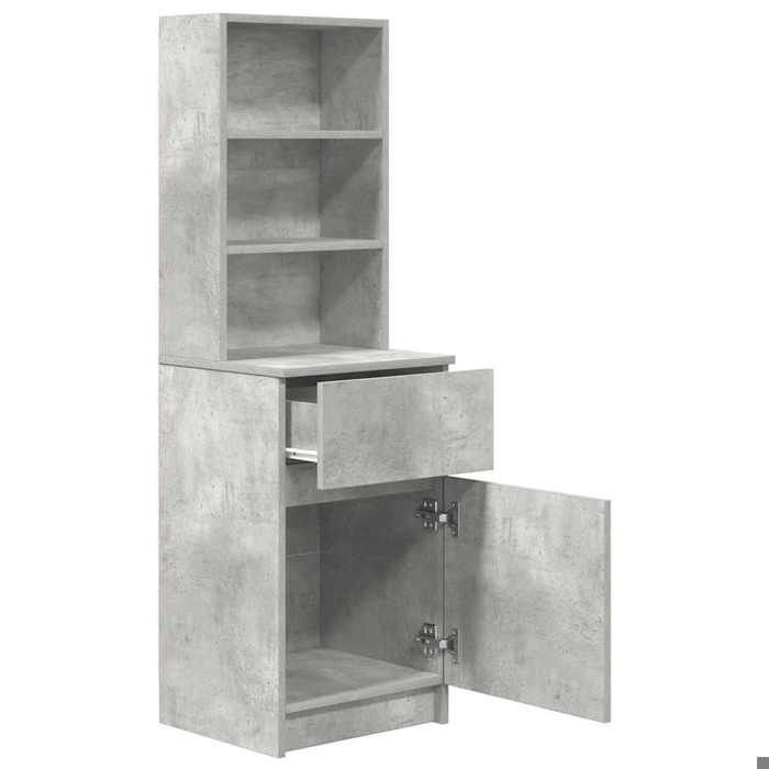 Cabinet de Lit Moderne Brun Table de chevet/nuit avec rangement gris béton 39x35x125 cm bois d’ingénierie CC4272