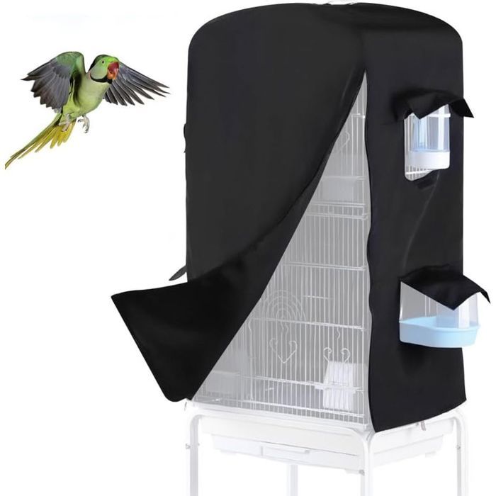 Housse de cage à oiseaux housse occultante imperméable avec fermeture éclair et petite fenêtre pour oiseaux perroquets perruche
