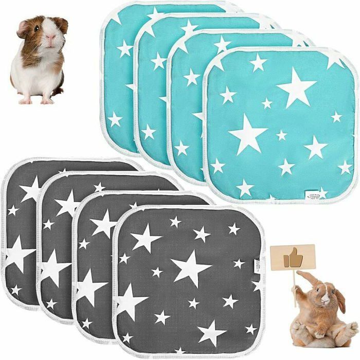 8 Pièces Tapis de Cage de Cochons dInde Tapis Pipi pour Petits Animaux Lavables et Réutilisables Litière pour Hamster Hautement