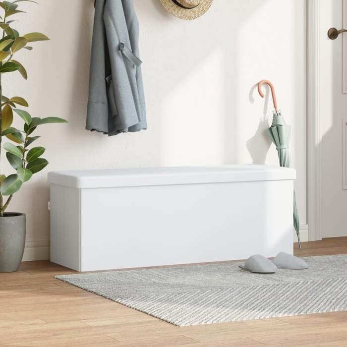 NEW Blanc MEUBLE SIEGE - vidaXL - Banc de rangement pliable blanc PVC - Banc coffre - Pour maison（1parcel）9649137
