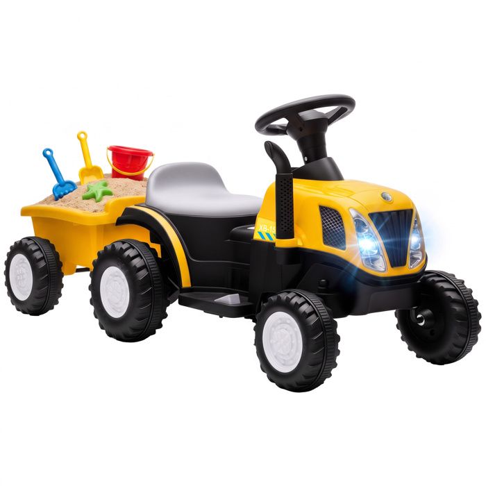 Tracteur électrique pour enfants - AIYAPLAY - remorque amovible batterie au lithium - PP et métal - 106 x 40 5 x 48 5 cm - jaune Tracteur électrique pour enfants - AIYAPLAY - remorque amovible batterie au lithium - PP et métal - 106 x 40 5 x 48 5 cm - jaune
