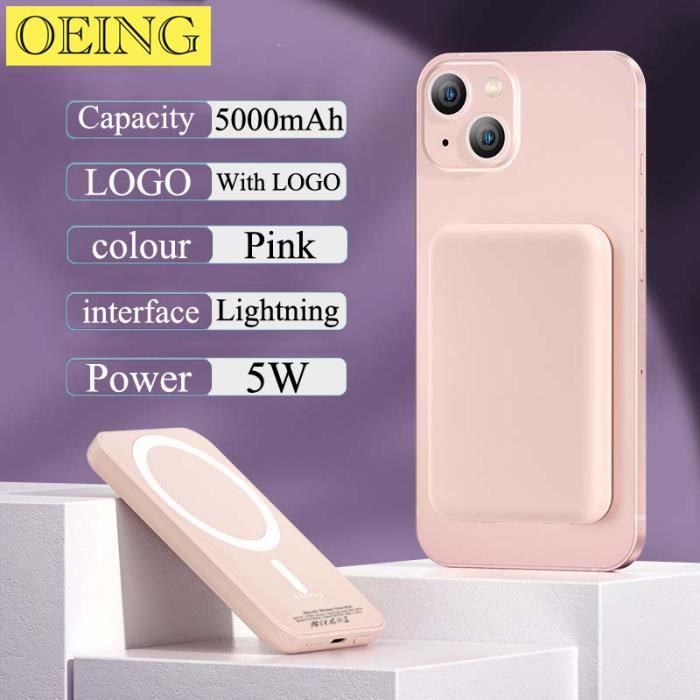 5000LOGO RoseMacsafe Batterie Externe Magnétique Sans Fil,Pour iPhone