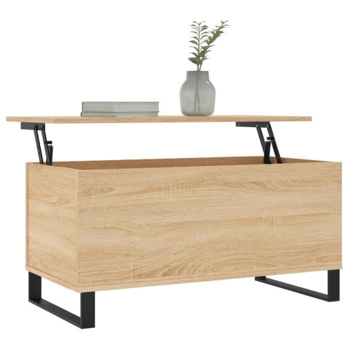 Table basse - AKOZON - Chêne sonoma - 90x445x45 cm - Bois dingénierie - Design relevable