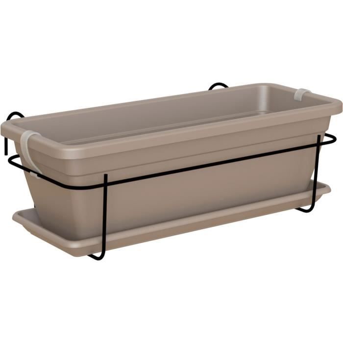 Jardinière balcon VENEZIA - Plastique - Taupe - Rectangulaire - 50 x 195 x h163 cm - ARTEVASI
