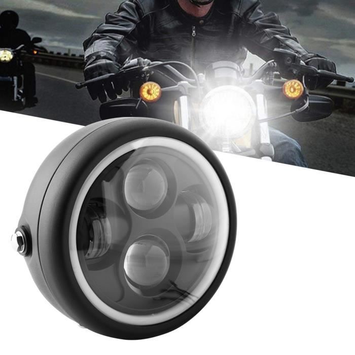 5.75 moto universel rétro lumineux LED phare rond avant lampe frontale ...