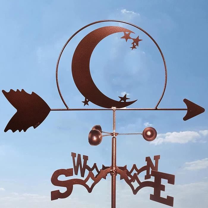 Girouette De Jardin SUPERDANT Exterieur Soleil Lune Fleur Girouette De Toit