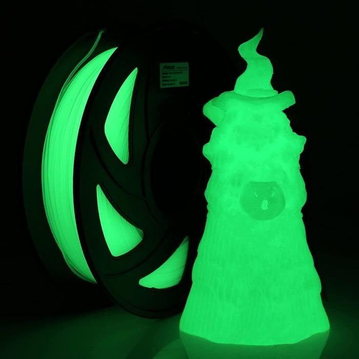 AMOLEN Filament PLA 1.75mm, Filament 3D Glow in the Dark Vert 700g