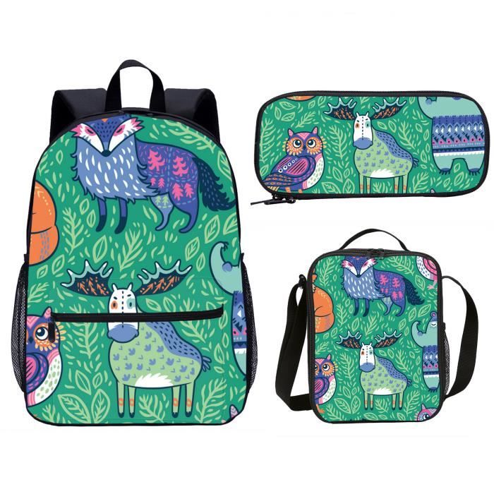 17 pouces Cartable Fille Primaire - 3 pcs - 31x14x45cm - Enfant Scolaire Sac D'ecole,Motif 