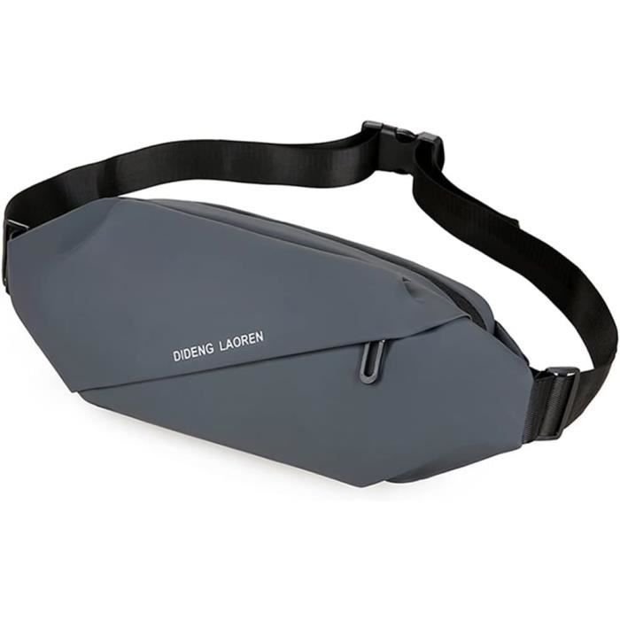 Sac Banane REETEE Imperméable - Petite Sacoche Poitrine Bandoulière Réglable Homme Femme, Gris Foncé