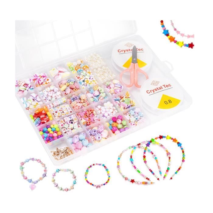 BLAZOR Perles pour Bracelet, Varié Kit Bracelet & Perles Bijoux Enfant,  Coloré Kit Bracelet Fille, Excellent cadeau d'anniversaire/de vacances pour